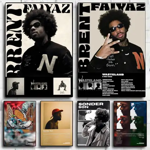 B-Brent Faiyaz Cloud Rap Trap Poster Home Living Bed Room Bar Hallway Sticky Wall Art Printing Waterproof Aesthetic Decor