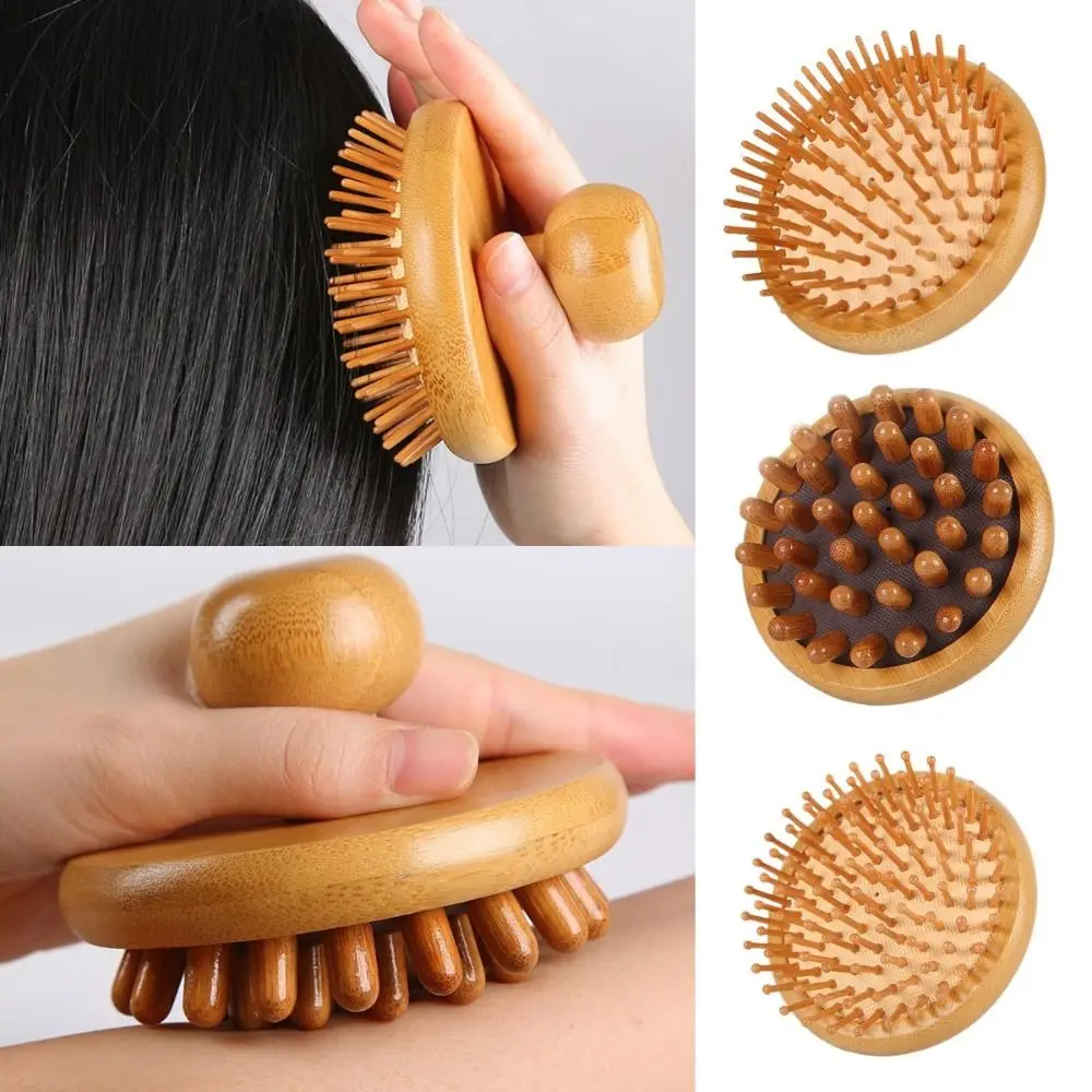 1Pc Handheld Air Cushion Massage Comb Portable Bamboo Scalp Massage Brush Anti-static Acupoint Meridian Brush Hair Accessories