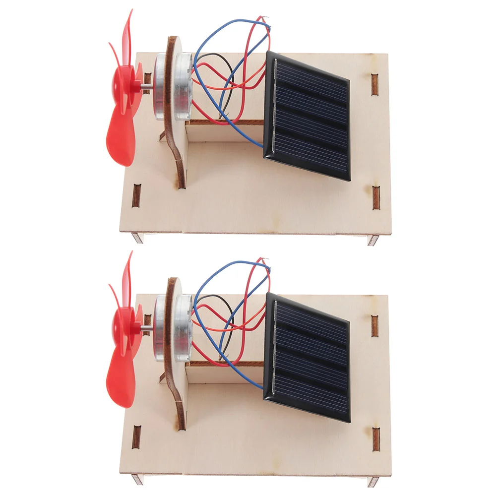 

2 set 2 Sets Fan Assembly Kit Wooden Solar Powered For Experiment Diy Engineering Projects Lightweight Portable Science Project