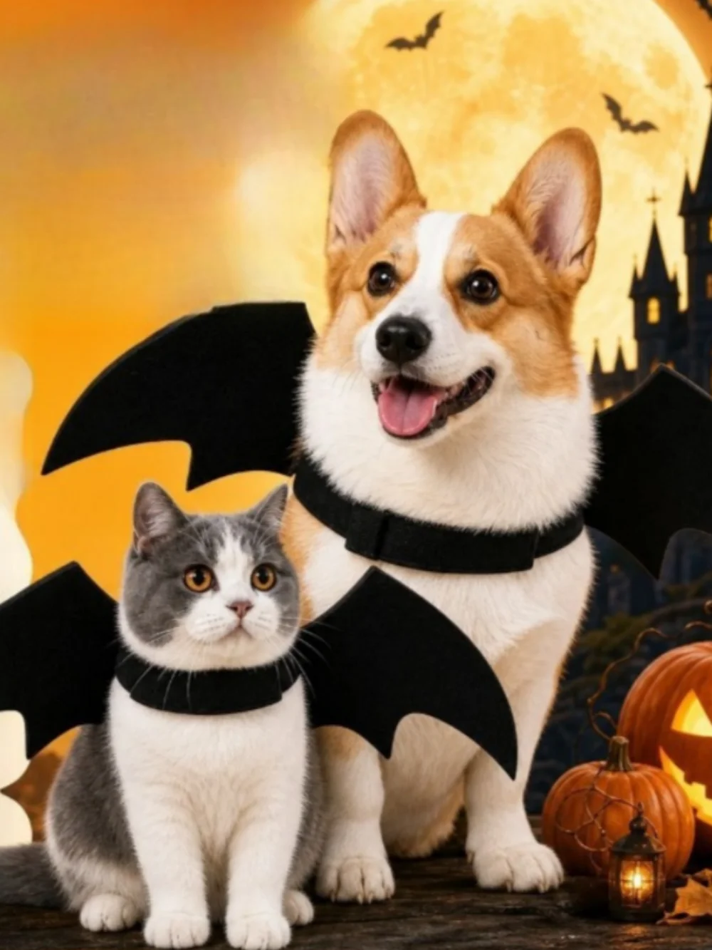 1/3 Stück Katzenflügel Halloween-Kostüme Kleines Hunde-Cosplay-Partykleid für Haustier-Welpen Feiertags-Rollenspiel-Dekor Halsband-Zubehör – Detail 13