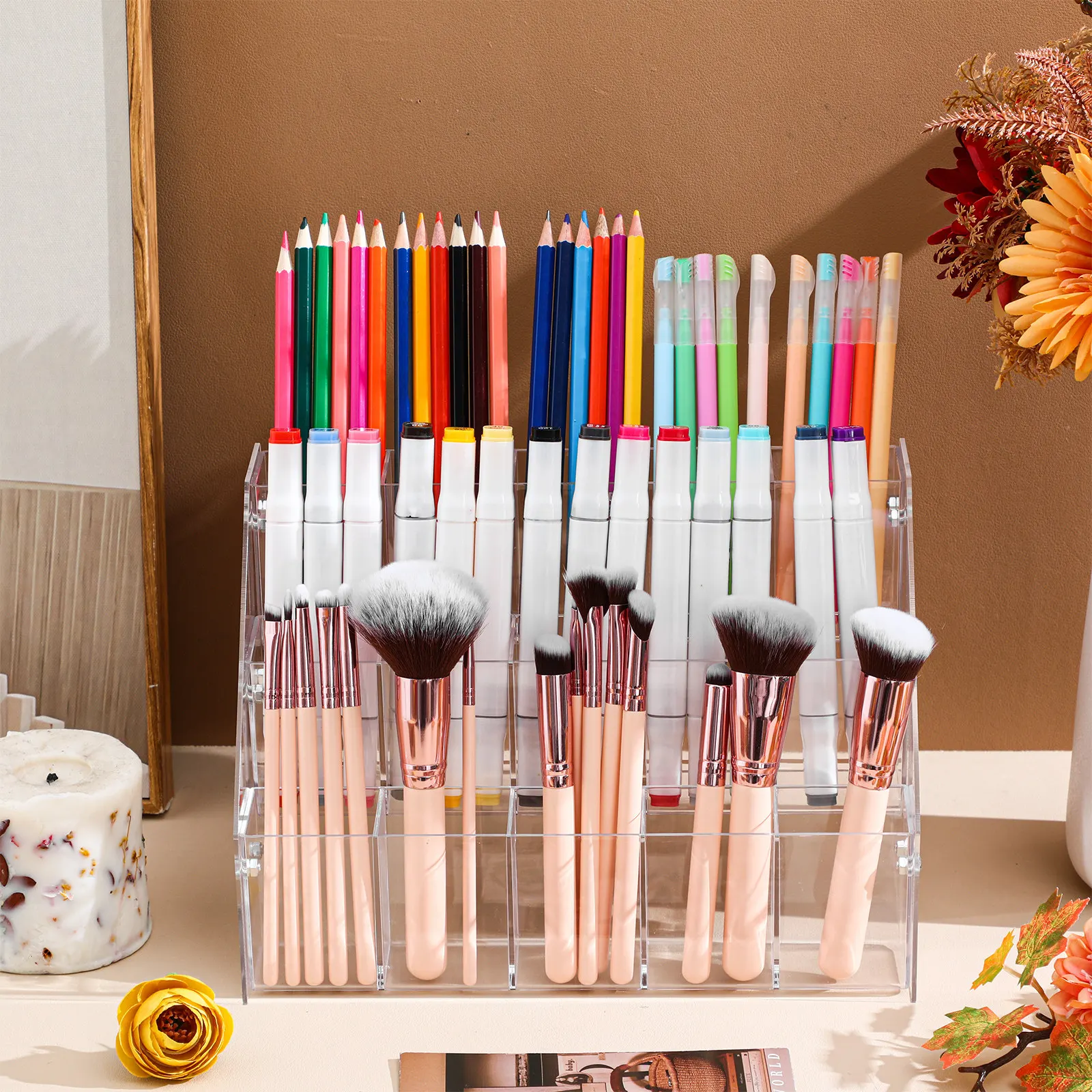Premium Clear Acrylic Pen Display Stand Versatile Stationery Organizer for Desk Office School Store Marker Pencil Gel Pen Brush