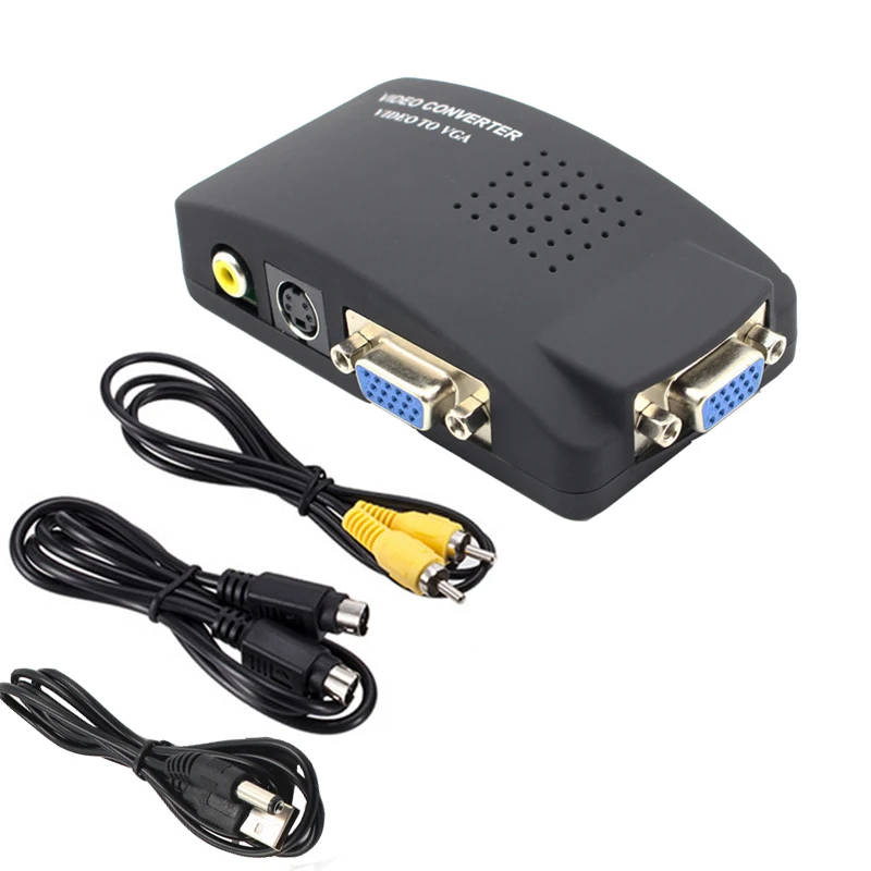 AV to VGA Converter adapter cable S-Video VAG Composite RCA AV to VGA Converter switcher box AV in to VGA out for STB,DVD,PC