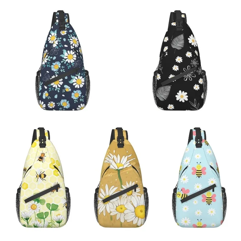 Cool Cute Daisies Ditsy Pattern Sling Bags for Cycling Camping Men's Flower Floral Chest Crossbody Backpack Shoulder Daypack