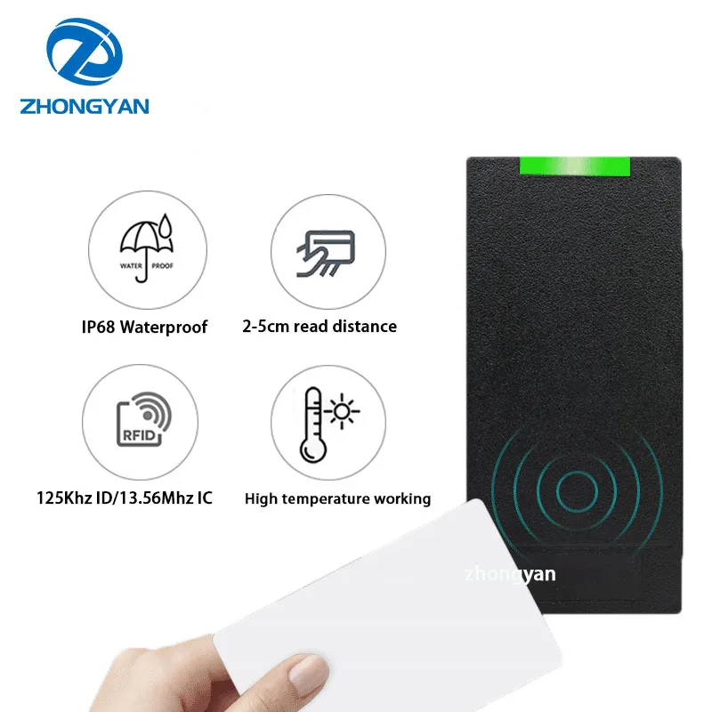 

Wiegand 13.56Mhz IC Wiegand 26 Reader Contactless Waterproof Support RS232 RS485 RFID Proximity Access Control Card Reader