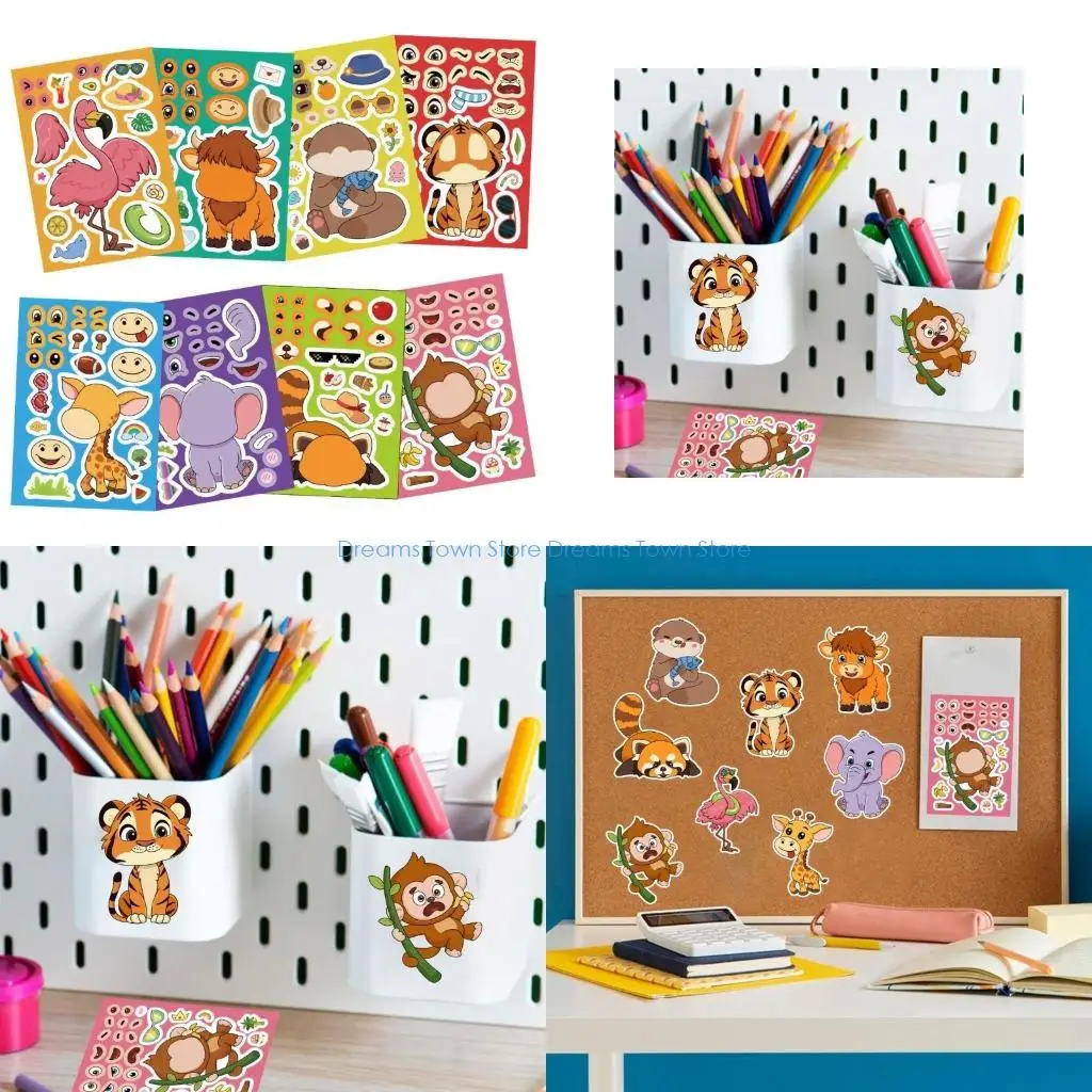 

HX6A Kid Friendly Cartoon Animals Decals PVC Decorative Stickers for Tablets Phones