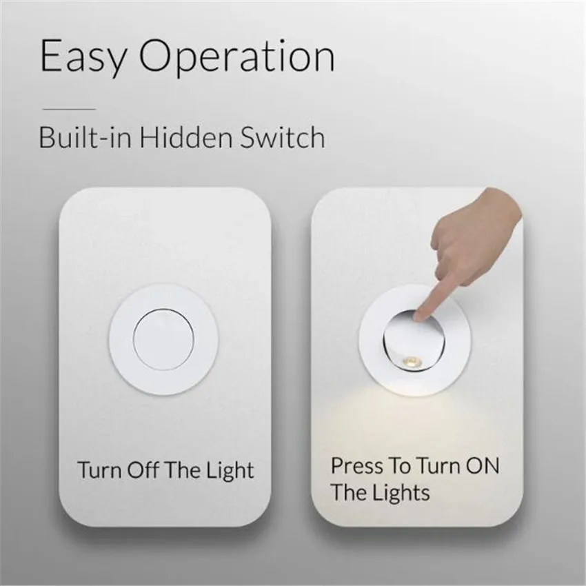 Embedded LED Wall Lamp, 360 Degree Rotation, Adjustable Angle, Hidden Recessed, Bedside Light, Folding Switch, Aisle Stair Sconc