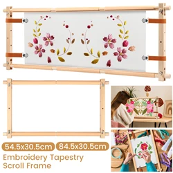 Embroidery Scroll Frame Wooden Cross Stitch Scroll Frame Rotated Adjustable Needlepoint Embroidery Tapestry Scroll Frame