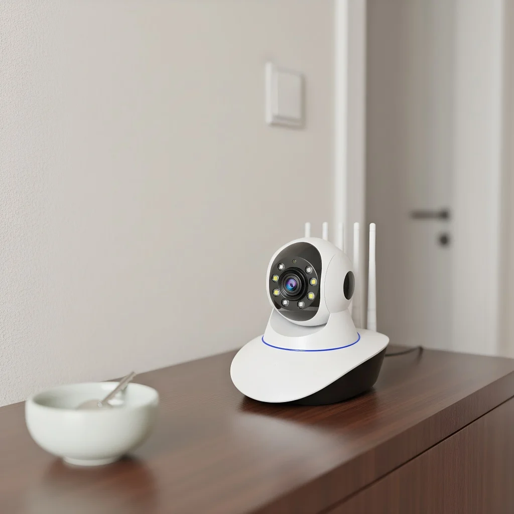 Telecamera WiFi a 5 antenne - Sicurezza domestica HD a colori 360 °   Baby monitor con webcam di sorveglianza