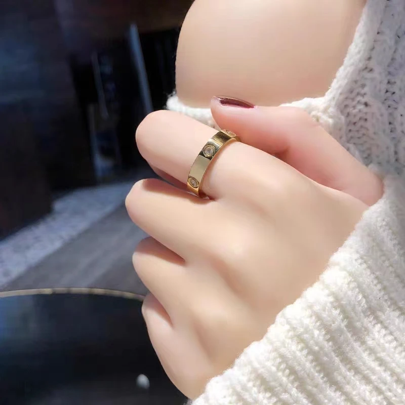 1 Personalized Fashion Letter Simple Plain Ring Unisex Copper Zircon Ring