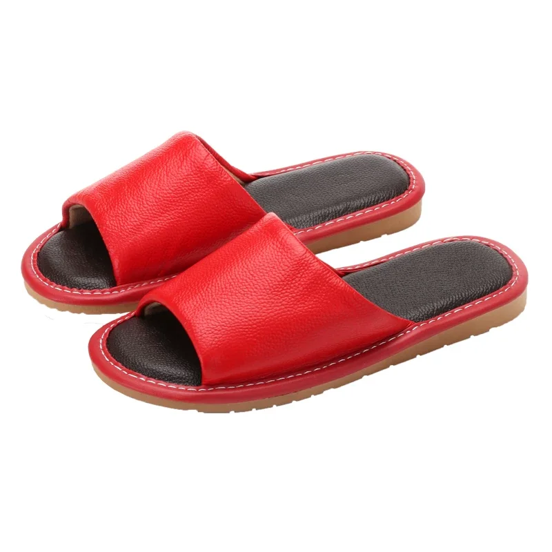Pantuflas de Verano de Cuero Genuino para Hombre y Mujer – Sandalias Cómodas de Piel de Vaca para Interiores, Calzado Artesanal de Cuero Puro para el Hogar
