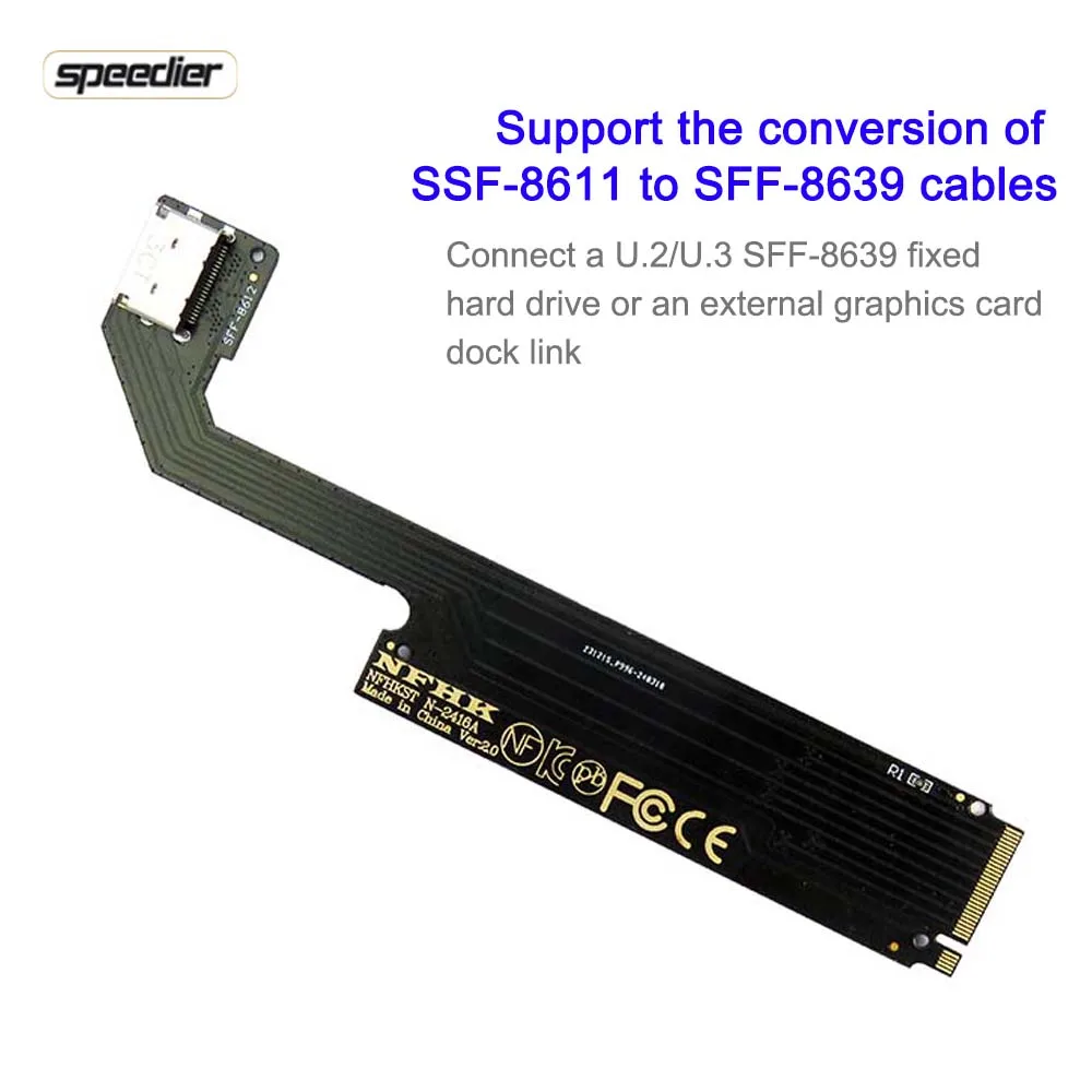 NVME PCIe Support AMD ThinkBook 16+14+ M.2 To Oculink SFF-8612 External Graphics Card Adapter,CSPS CRPS Power Graphics Card Dock