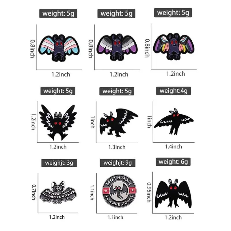 Mothman alfileres de esmalte personalizados, broches de criatura Invisible de ojos rojos, insignias de solapa, Punk, joyería gótica de animales, regalo para amigos