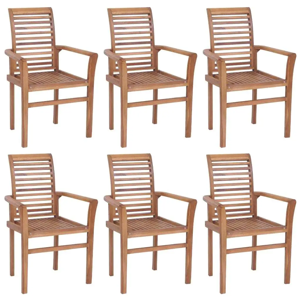 Set of 6 Solid Teak Wood Dining Chairs with Vibrant Green Cushions - Stylish & Comfortable