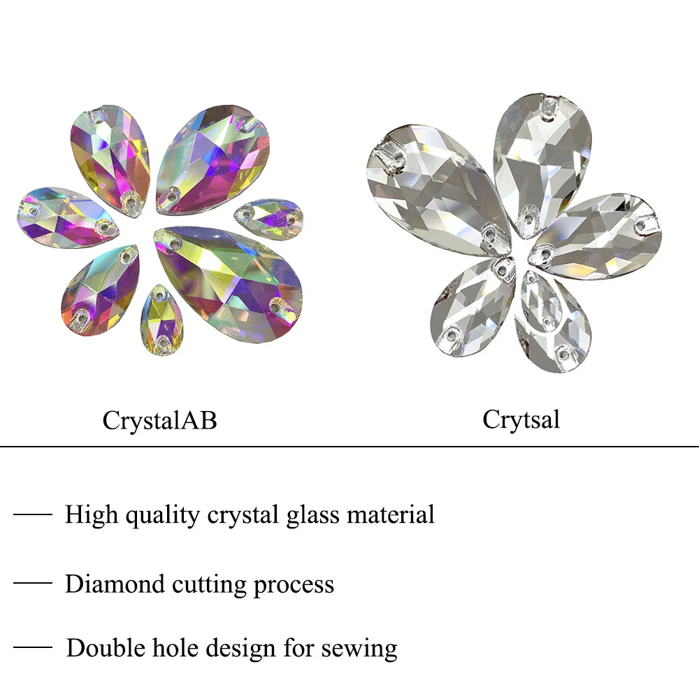 50 Stück gemischte CrystalAB-Nähsteine, flache Glasperlen, glänzende Kristalle, Strass-Steine, Hochzeitskleid-Dekoration, Edelsteine, Bastelbedarf – Detail 4