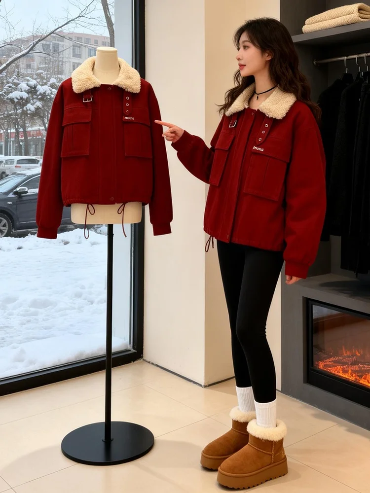

Trendy Street Sle Quilted Cotton Jaet Women's Winter Warm Long Sve ort Coat Fce Lined Casual Loose Fit Zipper Clo...