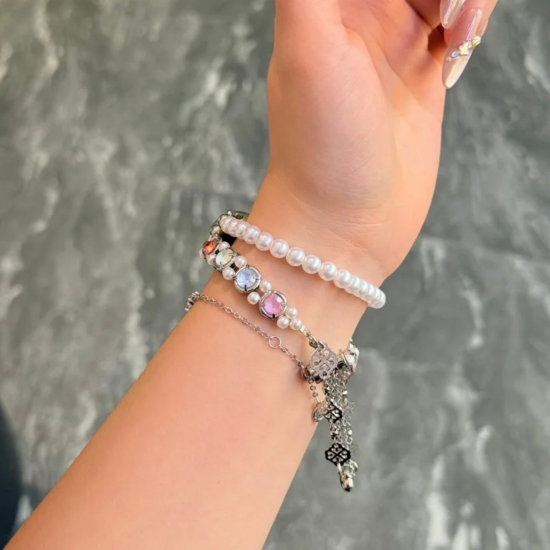 

Pearl Diamond Double Chain Suitable for Xiaomi Band 8Pro/9Pro，For Mi band 3/4/5/6/7，8/8NFC/9/9NFC/10/10NFC，For Redmi Watch5/4