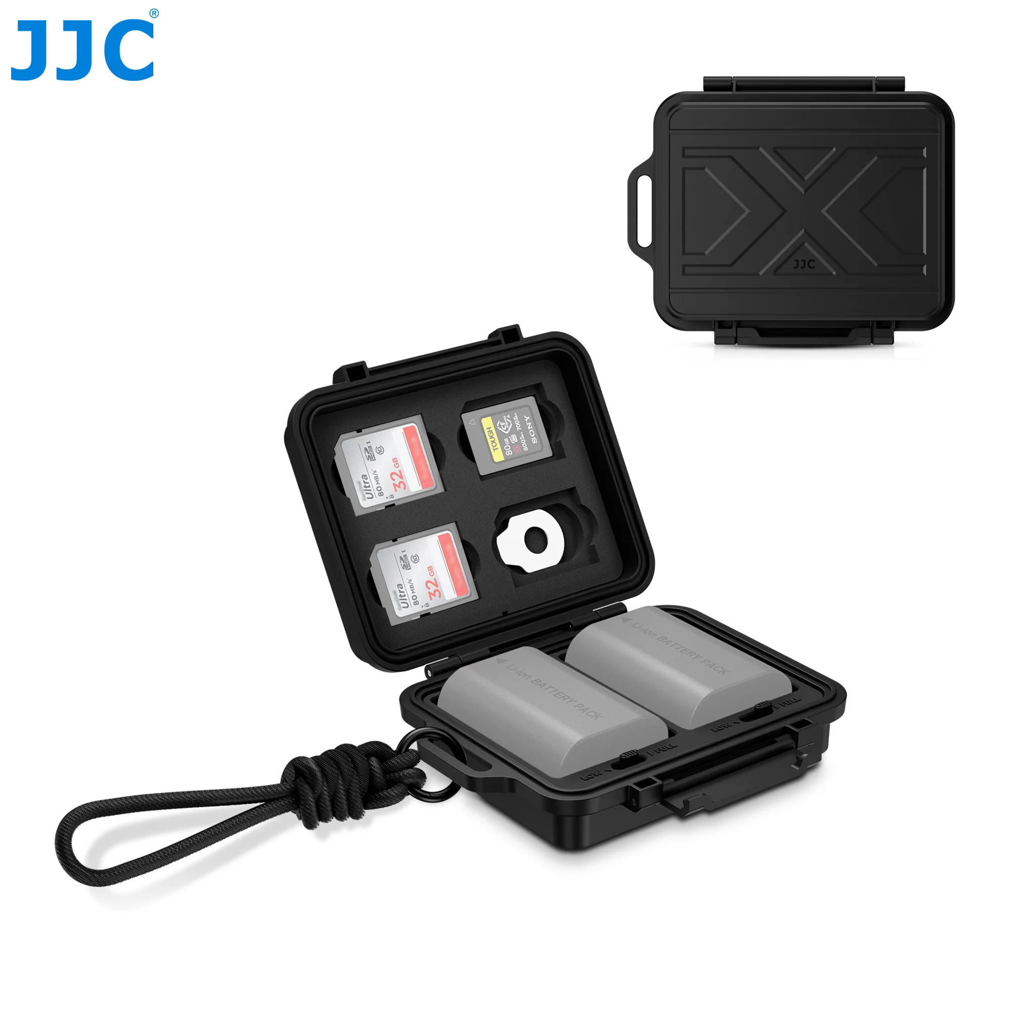 

JJC JBC-K2CAS Multi Funtion Memory Card Storage Case for 4 SD Card 3 CFe A Card 2 Batteries Canon LP-E6 Sony NP-FZ100 Case Box