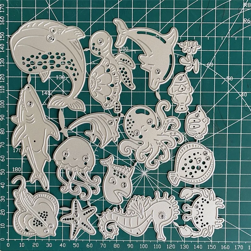 Marine Animals Whales Turtles Metal Cut Dies Stencils for Scrapbooking Stamp/Photo Album Decorative Embossing DIY Paper Cards