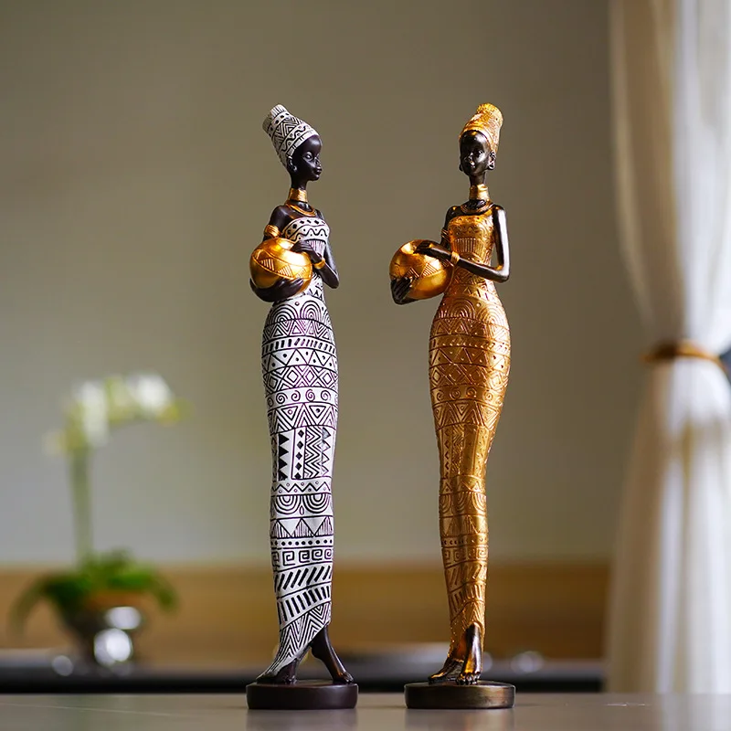 

Vintage African Woman Sculpture‌ - Handmade Tribal Art for Living Room & Entryway