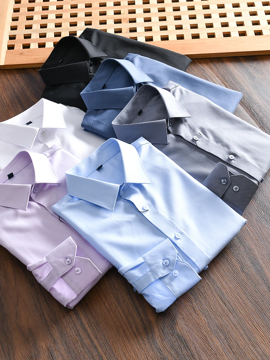 

Fashionable Men's Long Sleeve Shirt Pure Color Business Casual Three-Proof Fabric Urban Style Loose Fit Autumn Season Shirt