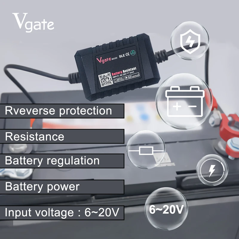 Original Vgate Car Battery Tester Bluetooth 4.0 12V Battery Assistant Car Battery Analyzer Test For Android IOS Phone