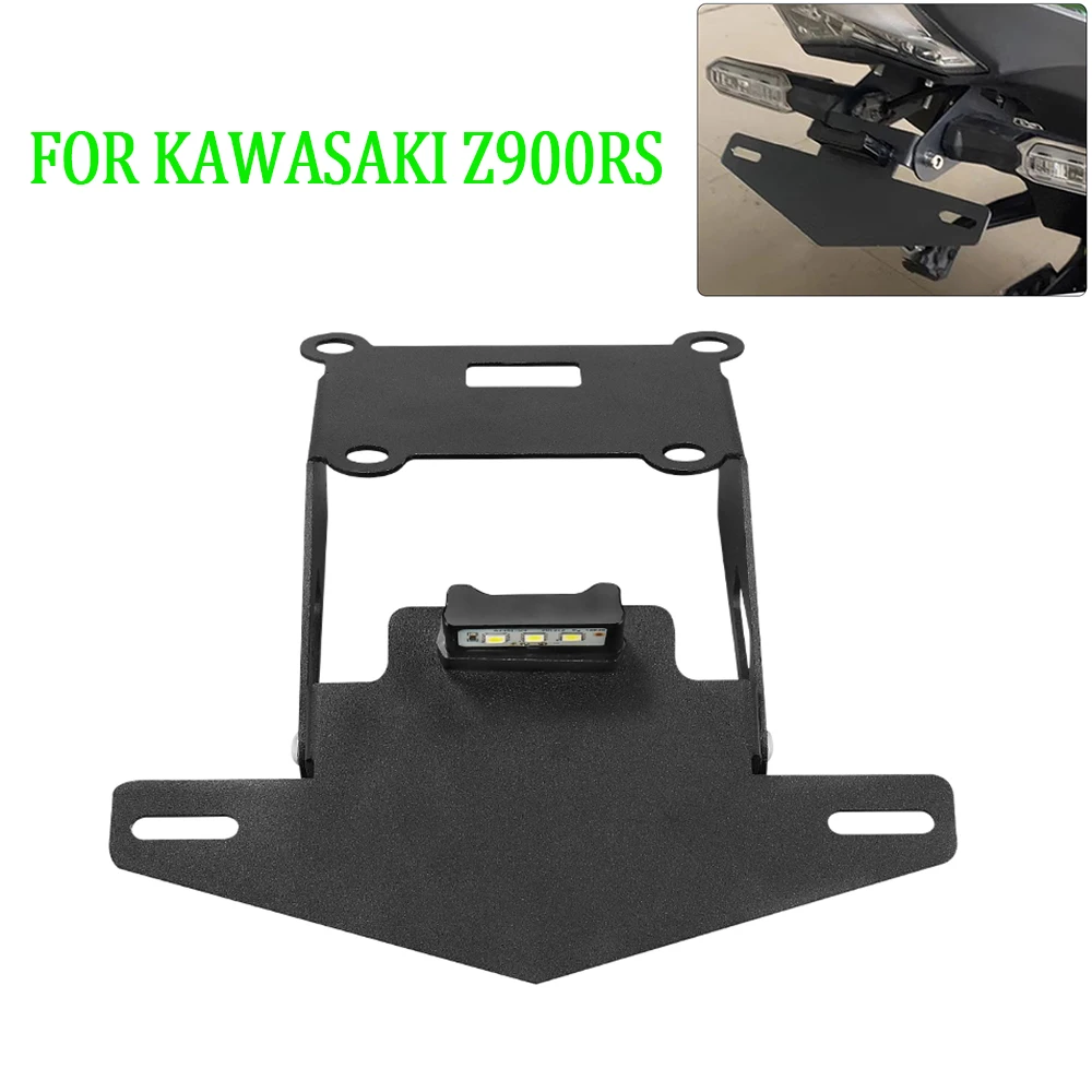 

Motorcycles Foldable Tail Tidy License Plate Holder Turn Signal Lights For Kawasaki Z900RS Z 900 RS 2018-2024 With LED Light