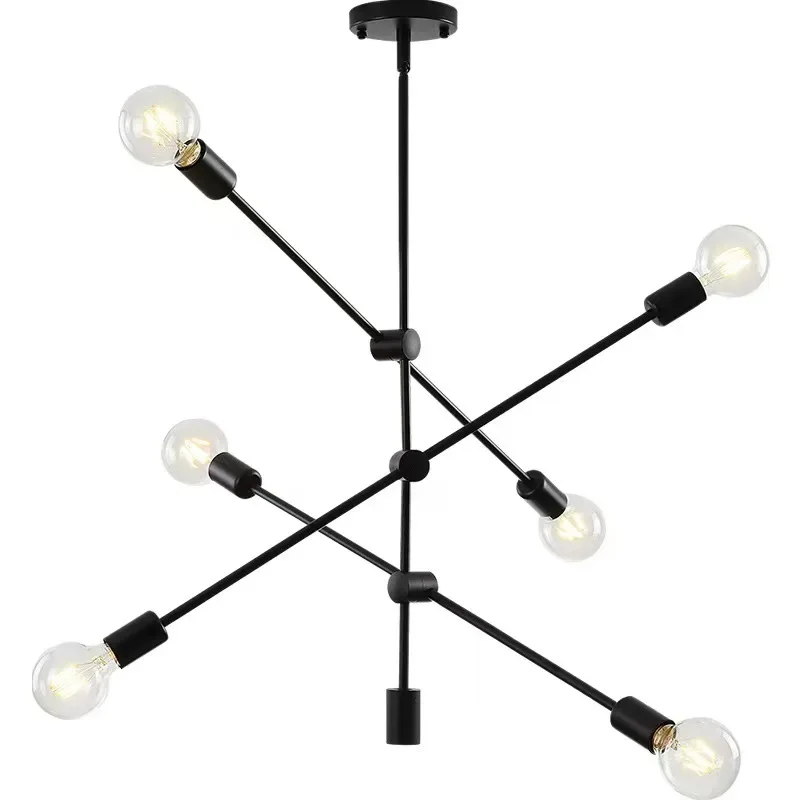 

Wrought iron Nordic American minimalist dining room light, bedroom study LED geometric line light