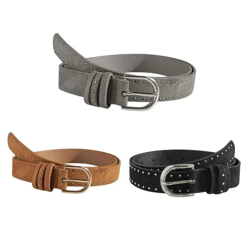 49MF Punk Buckles Waist Belts Flaring Dress Belt Exhaust Eyelet Belt Personality