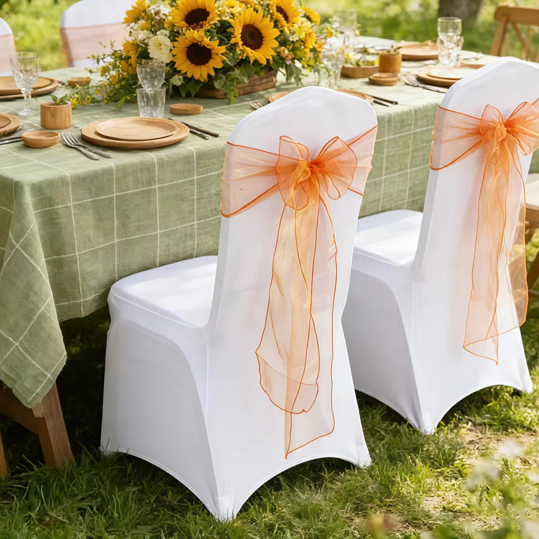 Wedding Chair Decoration Organza Chair Sashes Knot Bands Chair Bows for Wedding Party Banquet Event Chair Decors