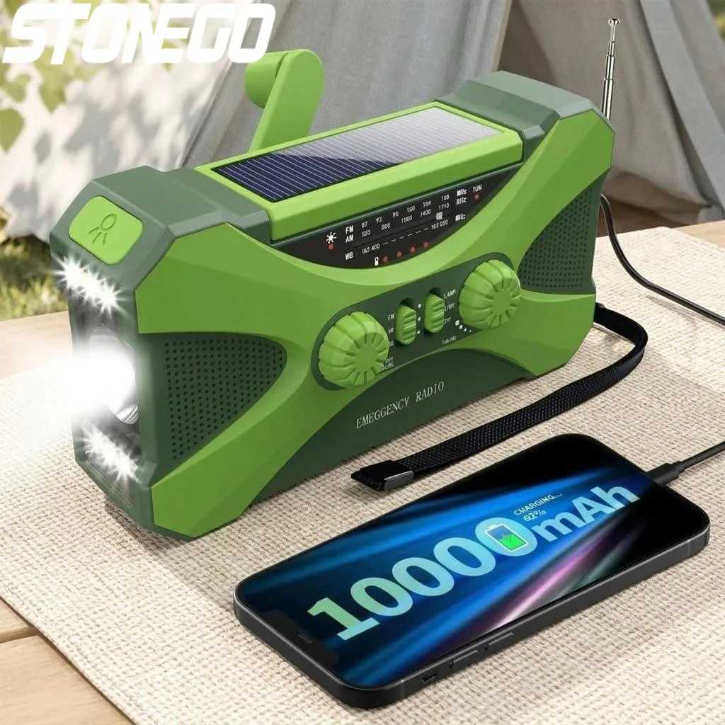 lampe-torche-led-rechargeable-portable-radio-solaire-a-manivelle-10000mah-double-haut-parleur-lumiere-d'urgence-alarme-sos-lanterne-de-camping-exterieure