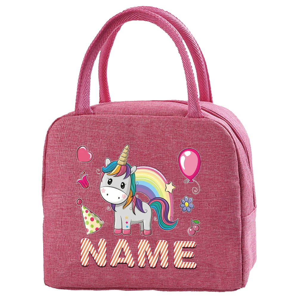 Customized Name Insulated Lunch Bag Cute School Lunch Box Bag Large Capacity Picnic Bag Customized Product