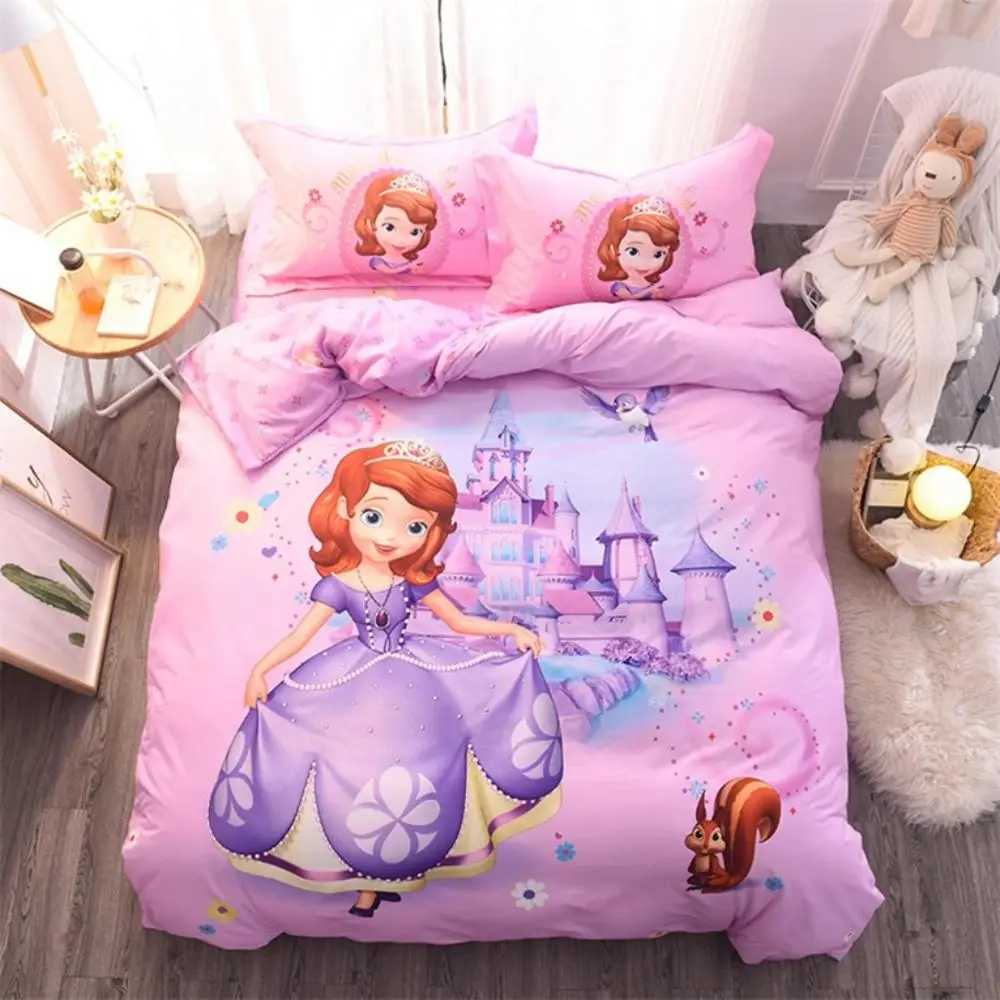 

New Pink Sofia Princess bedding set twin size bed sheet duvet cover for girls room Queen bedspread coverlets 3d printed 3/4 pcs