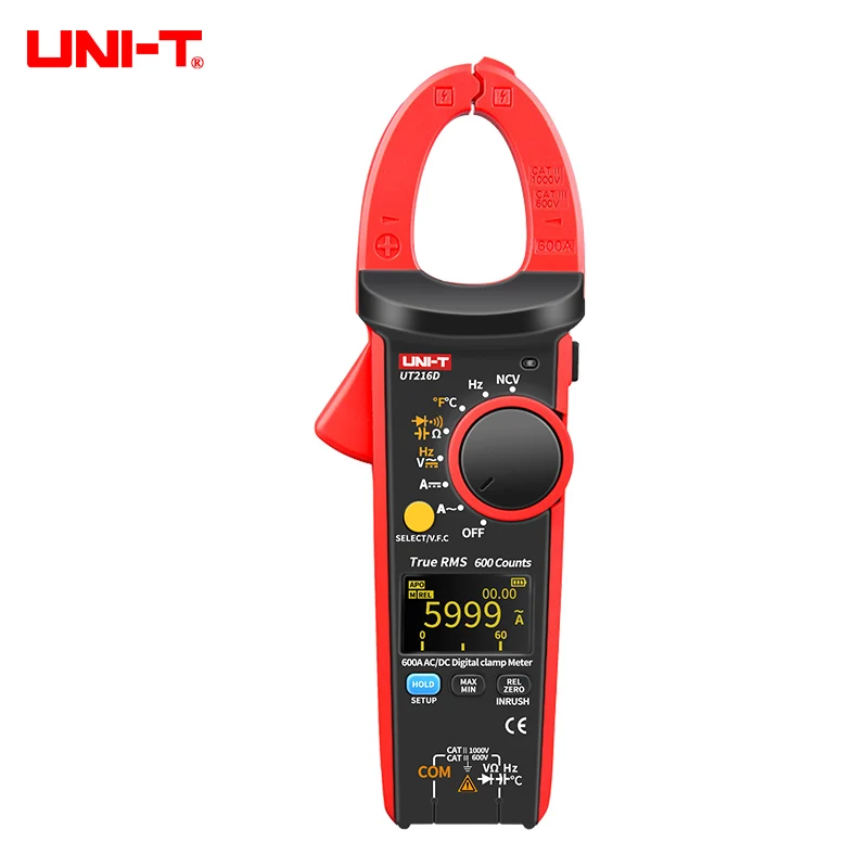 UNI-T UT216 Series True RMS Digital Clamp Meter UT216A  UT216C  600A MAX/MIN/Relative Modes NCV Flashlight VFC