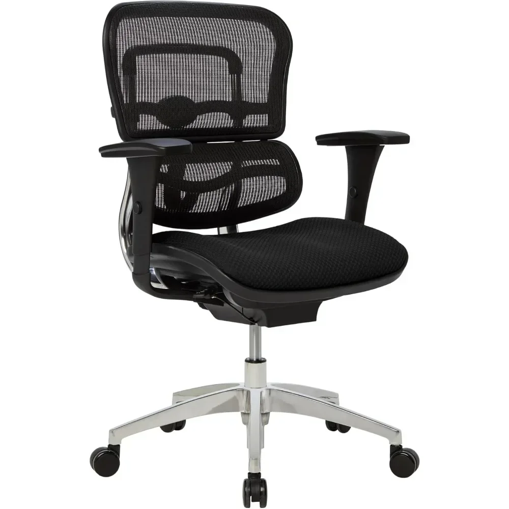 12000 Series Ergonomic Mesh/Premium Fabric Mid-Back Chair, Black/Black, BIFMA Compliant