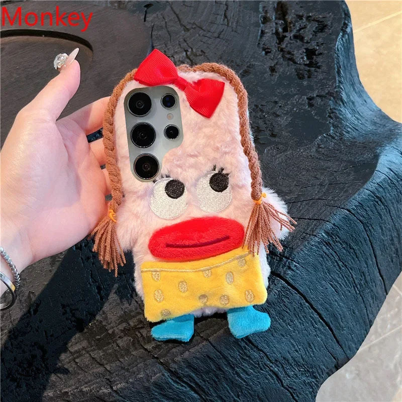 3D Cartoon Braided Girl Silicone Phone Cases For Google Pixel 9 Pro XL 8 5G 7 6 8A 7A 6A Cute Warm Fur Sausage Mouth Cover Gift