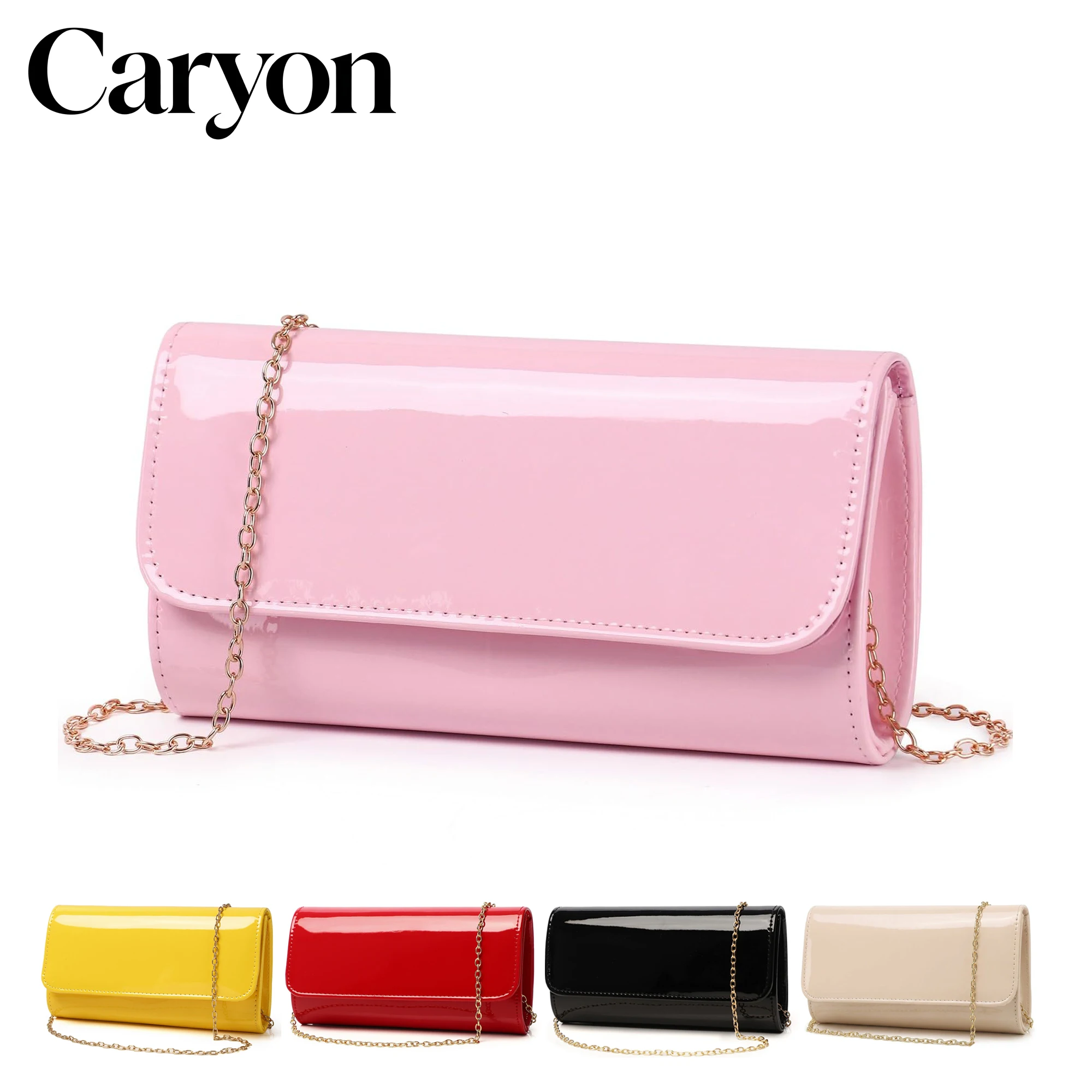 

Patent Leather Shoulder Crossbody Bag Detachable Chain Strap Elegant Ladies Luxury Small Handbag Evening Clutch Bags for Wedding