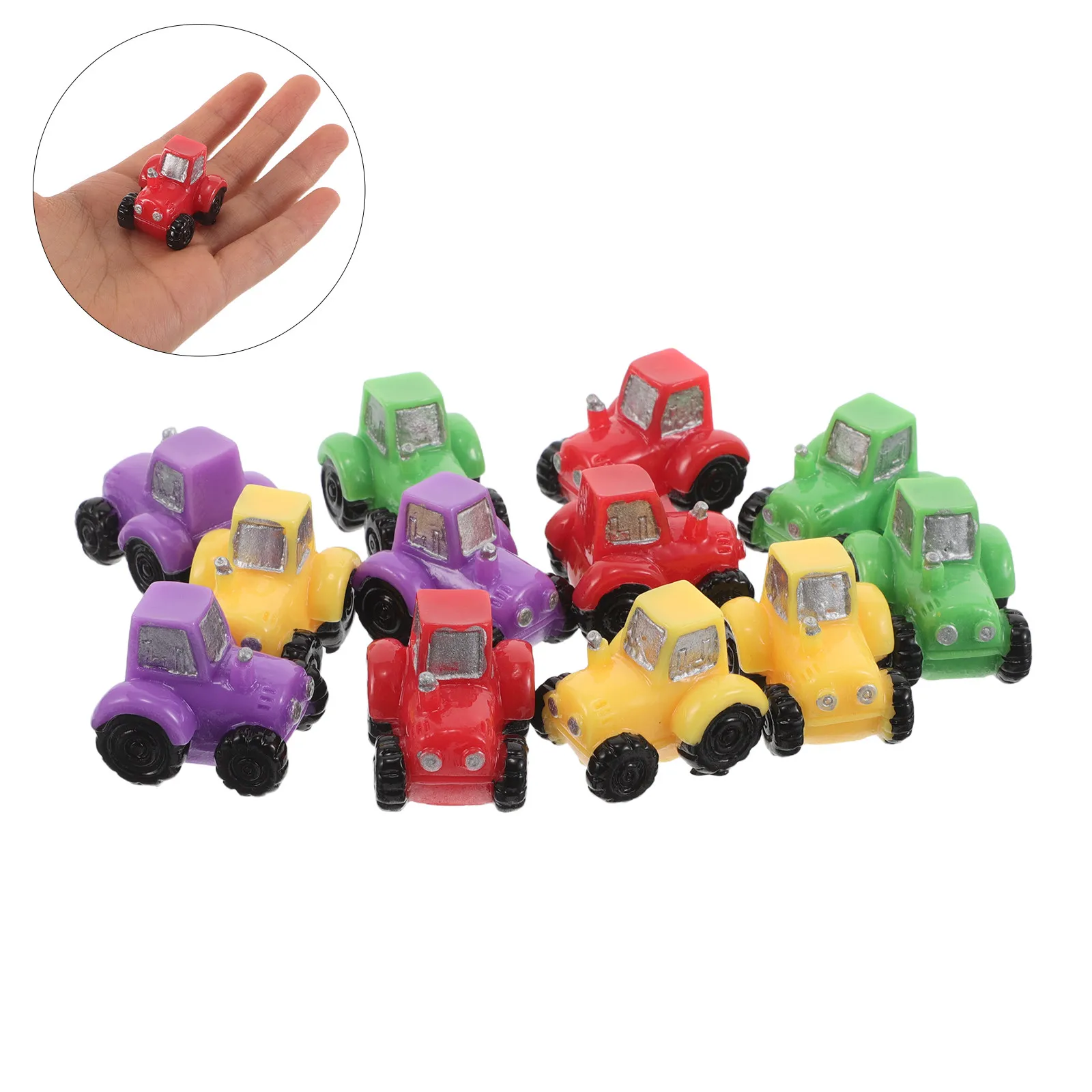 

12Pcs Realistic Mini Resin Tractors for Dollhouse Farm Scenes Fairy Garden Decor Micro Landscape Figurines Miniature Farm