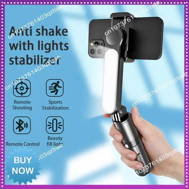 Hot Ltem Handheld Gimbal Stabilizer Bluetooth Selfie Stick Holder Adjustable Fill Light Selfie Stand For Smartphone Easy Install