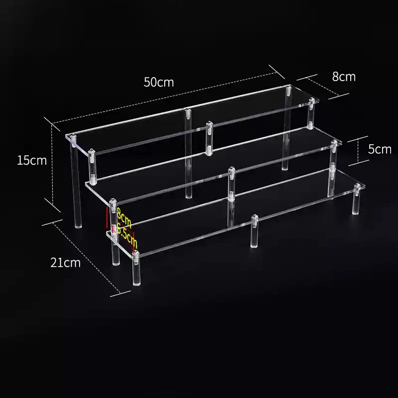 Acrylic Riser Display Shelf,3 Tier Display Stand for Amiibo Funko POP Figures,Cupcake Perfume Organizer Makeup Collection Doll