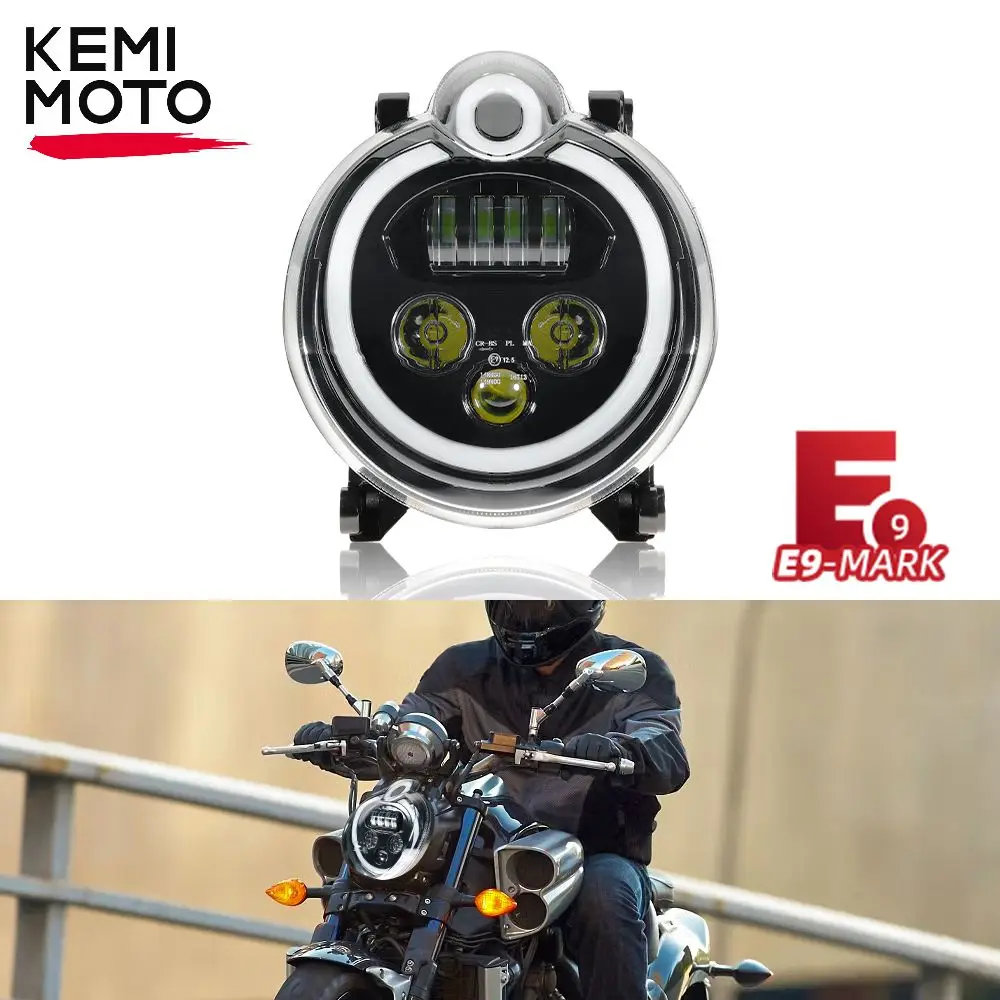 For Yamaha VMAX 1700 Headlight LED DRL With E-MARK E9 Front Motorcycle Lights Low Beam Headlamp Assembly Waterproof