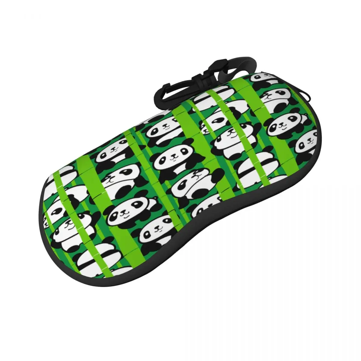 Portable Eyewear Case Cover Cute Panda And Bamboo Sunglasses Soft Glasses Box With Lanyard Zipper Eyeglass Protector