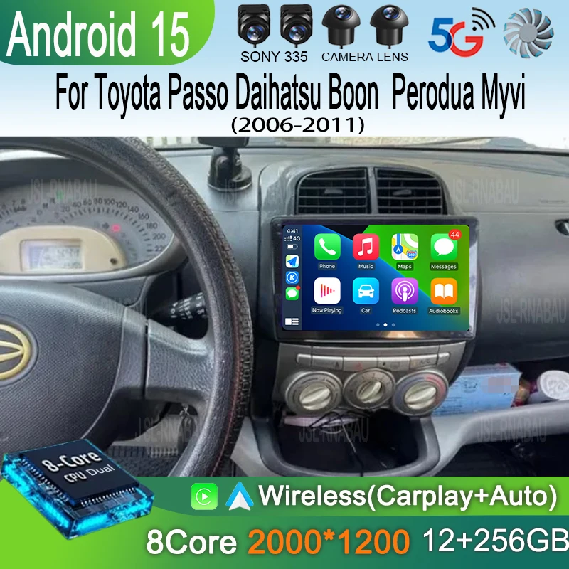 

Android 15 Carplay For Toyota Passo Daihatsu Boon Sirion Subaru Justy Perodua Myvi Car Radio DSP Multimedia Player Stereo GPS BT