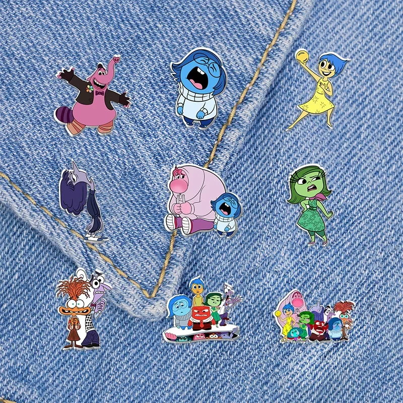 Inside Out 2 Disney Cartoon Brooches Kids Clothes Backpack Decoration Enamel Pin Boys Girls Fashion Jewelry Brooche Accessories