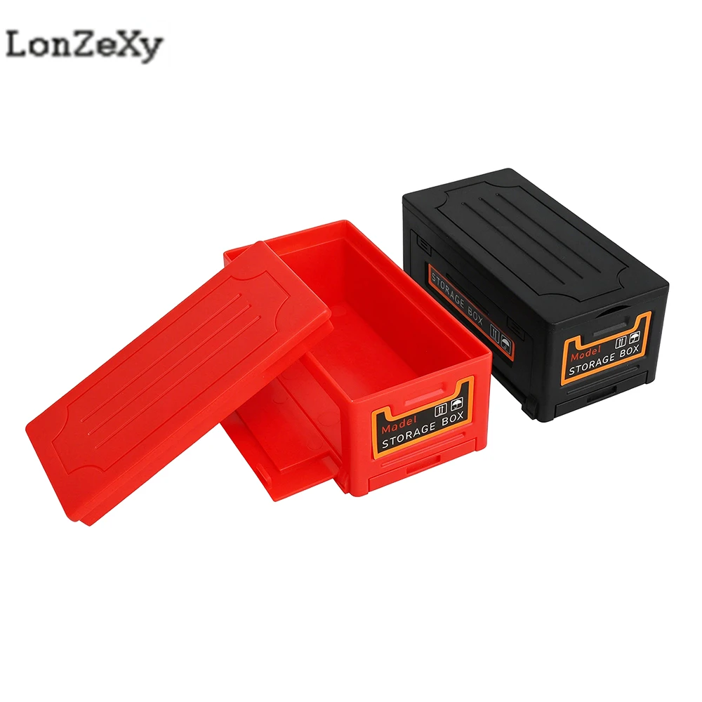 Plastic Equipment Storage Box RC Model Parts Container, Stickers Self Paste, 26.7g, Black Red Optional