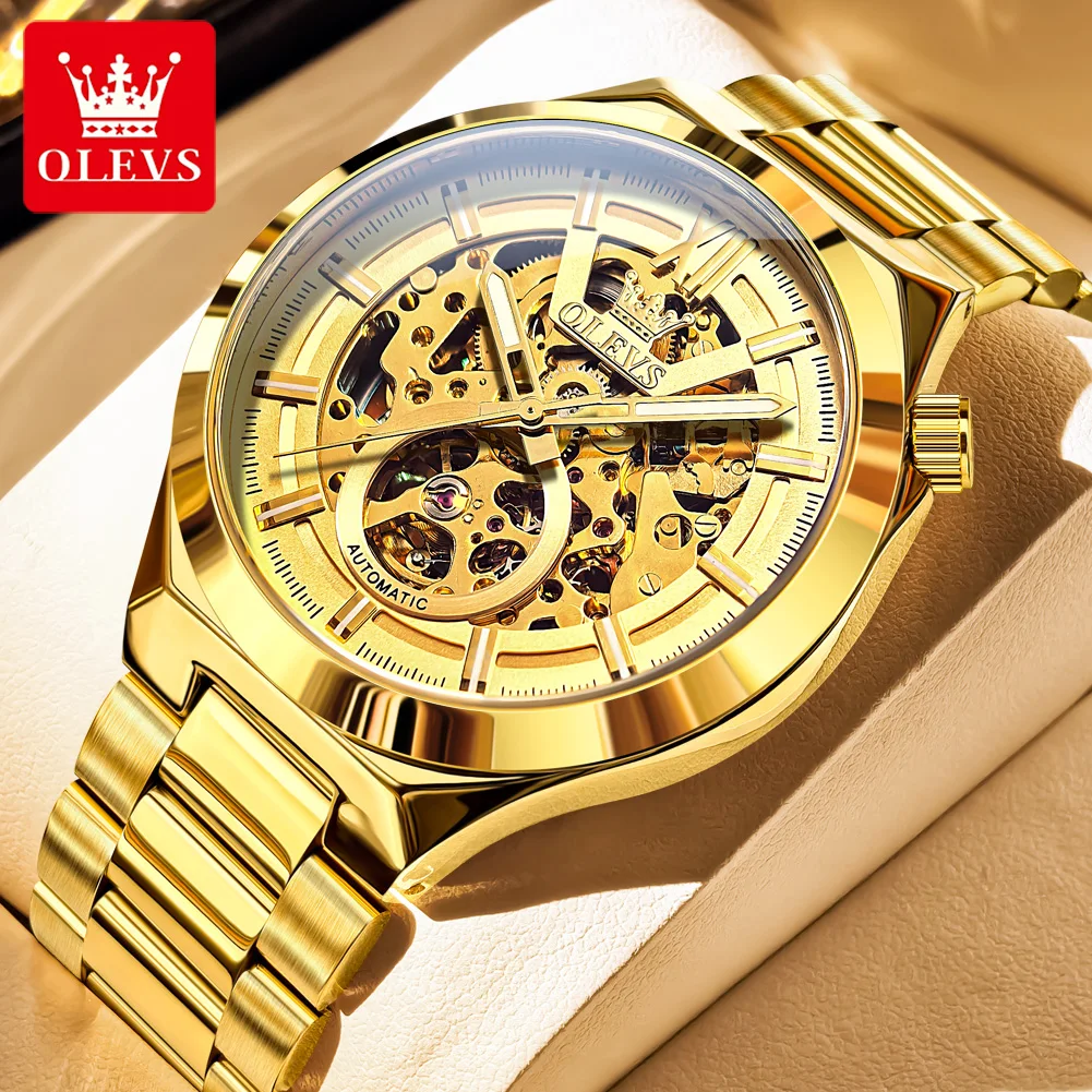 

OLEVS 6722 Mens Watch Automatic Mechanical Watch Multifunctional Chronograph Watch For Men 30m Waterproof Luminous Box Original