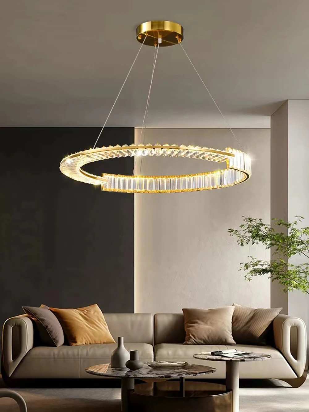 Chandelier New Nordic LED Luxury Crystal Ring Ceiling Chandelier with Remote Control Home Decoration Lustre Lighting Fixtures