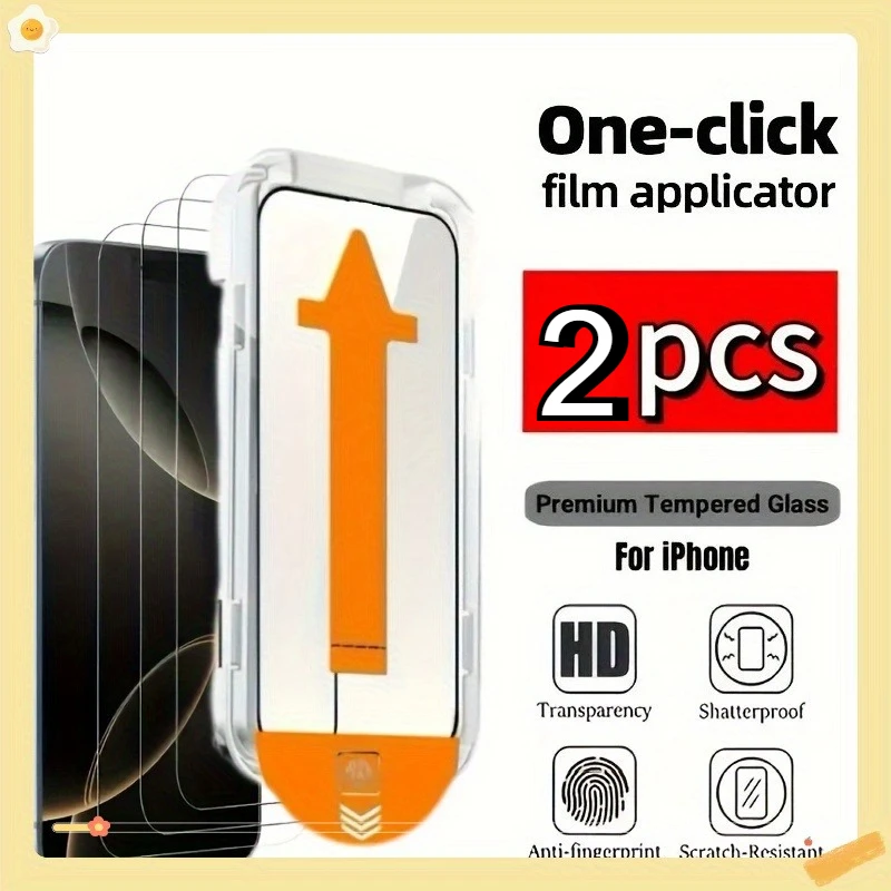 

2pcs Tempered Glass Protective Film for IPhone 17 Pro Max with Dust-Free Storage Box Suitable for IPhone 17 Air Tempered Glass