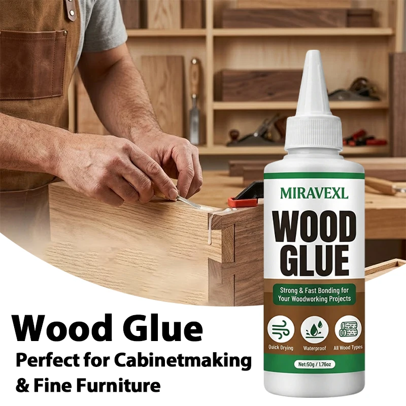 Professional Wood Glue Waterproof Fast Bonding Adhesive for DIY Woodworking Projects and Furniture Repair 50g MIRAVEXL