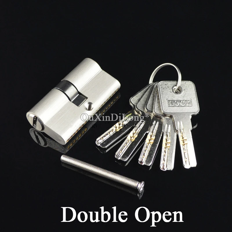 

6PCS Solid Brass European Mortise Door Lock Cylinder 80mm Double Open Door Lock Core Lock Gall Repair Parts+Keys (Key Alike)