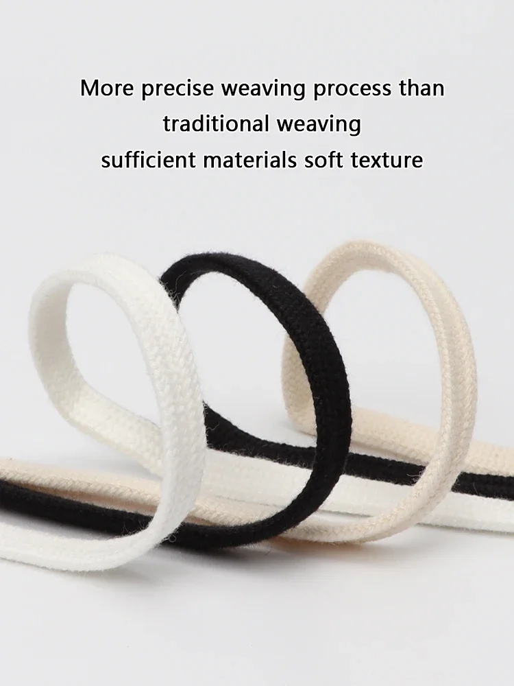 Cotton Flat Shoelaces for Shoes Sneakers Classic Retro Double Weave Women and Men Canvas Sports Shoes White Black Slippers Laces